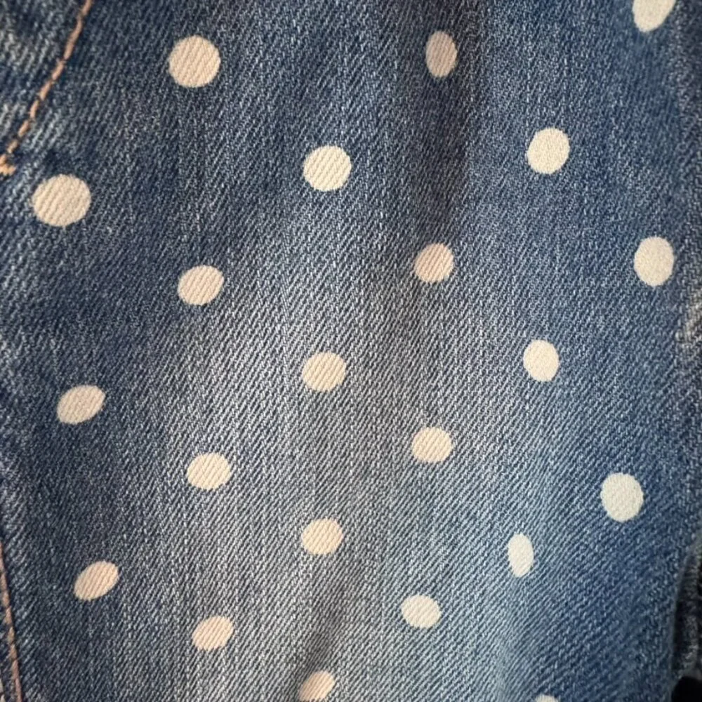 OshKosh Bgosh 18 month denim overalls w/polka dots & belt, snaps for diaper chng - Picture 3 of 6